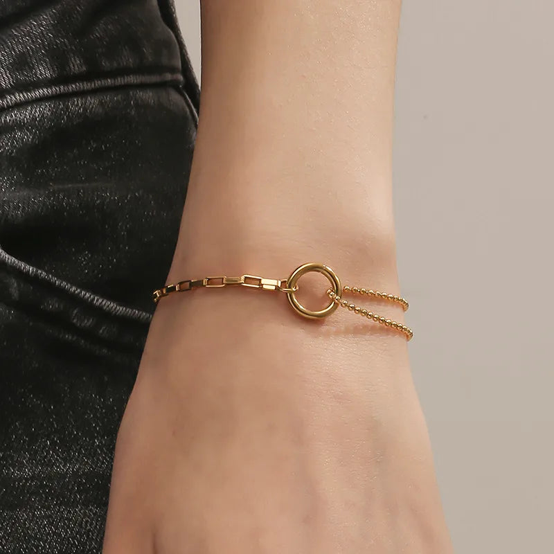 Artistic Circle Titanium Steel 18K Gold Plated Bracelets In Bulk