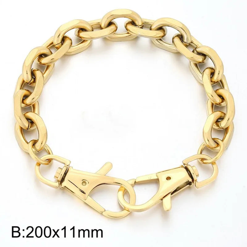 Simple Style Solid Color Titanium Steel 18K Gold Plated Bracelets In Bulk