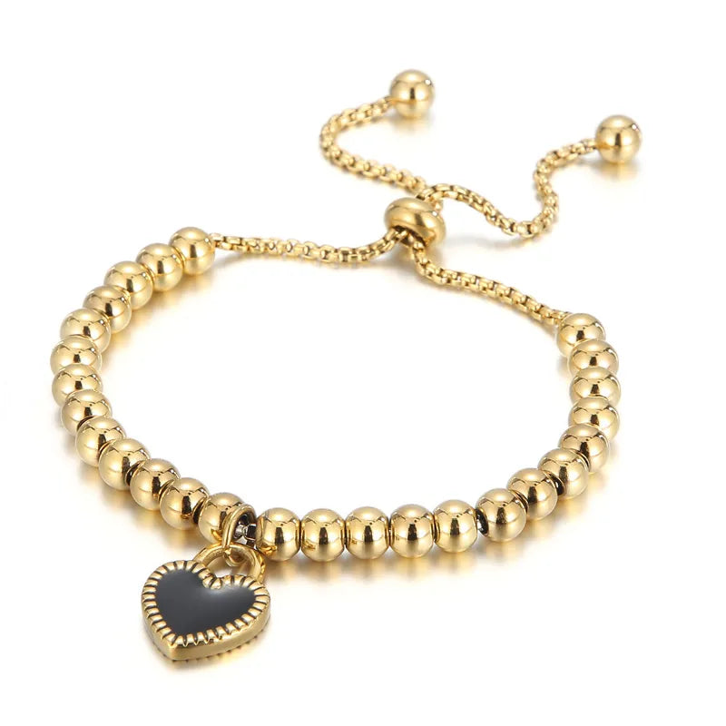 Sweet Heart Shape Titanium Steel 18K Gold Plated Bracelets In Bulk