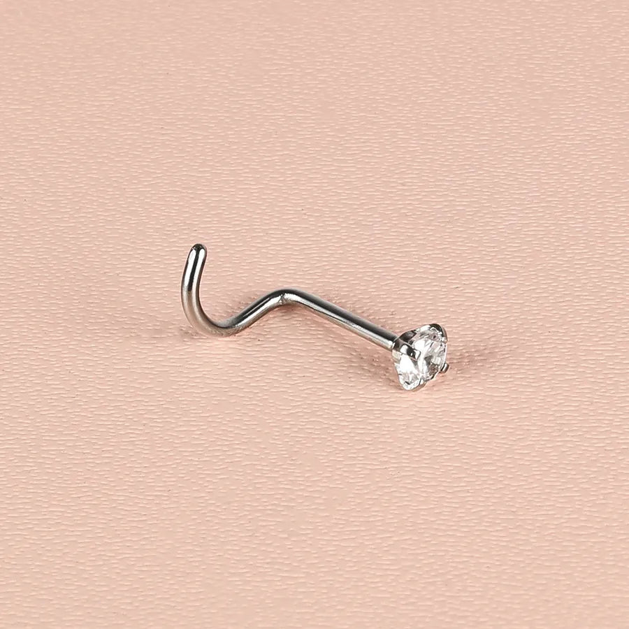 1 Piece Nose Rings & Studs Simple Style Classic Style Geometric 303 Stainless Steel Polishing Inlay Zircon Nose Rings & Studs