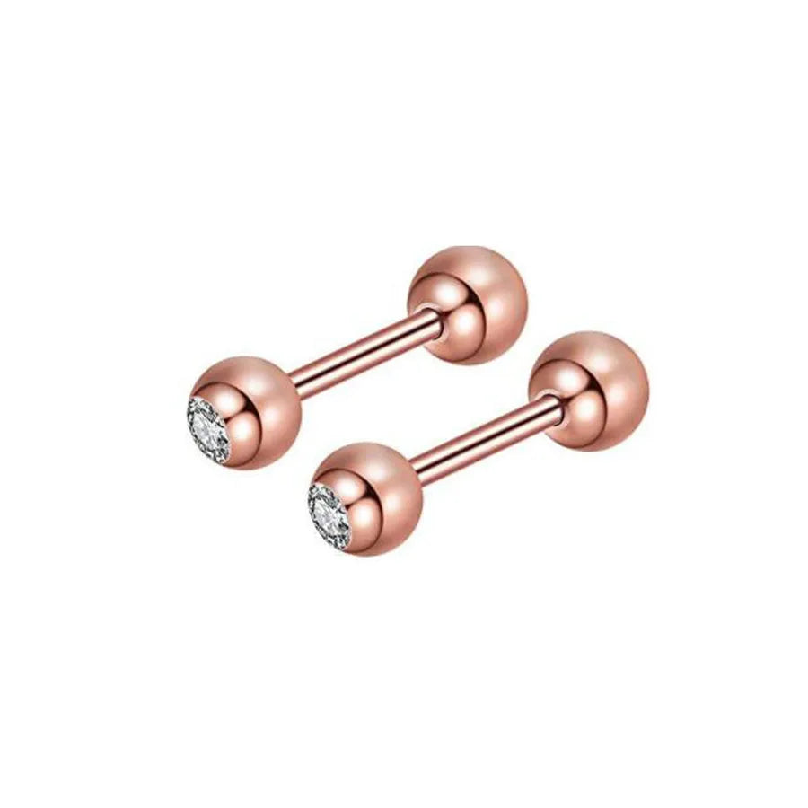 simple style geometric stainless steel inlay zircon ear studs 1 piece