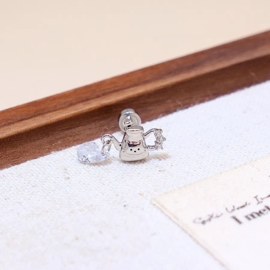 Cat Tassel Ear Cartilage Rings & Studs for Women in 316L Stainless Steel with Electroplated Gold Plating