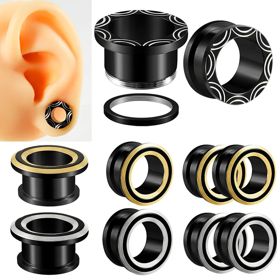 1 Piece Ear Cartilage Rings & Studs Hip-Hop Punk Round Pulley 304 Stainless Steel 18K Gold Plated Auricle
