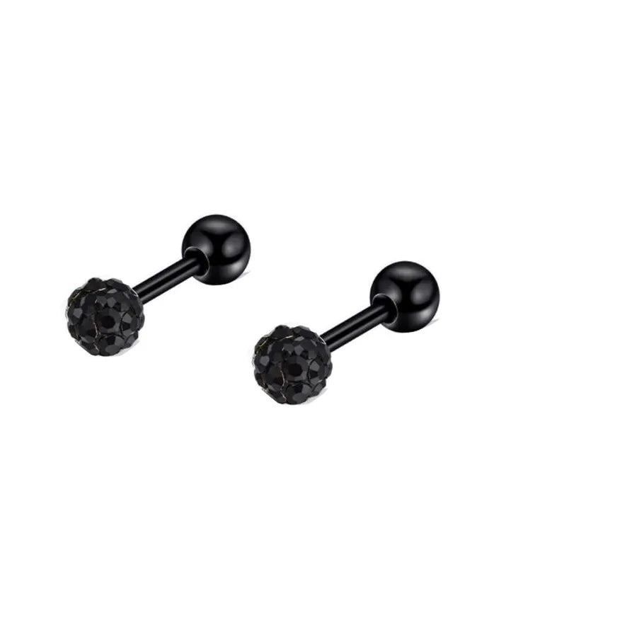 simple style geometric stainless steel inlay zircon ear studs 1 piece