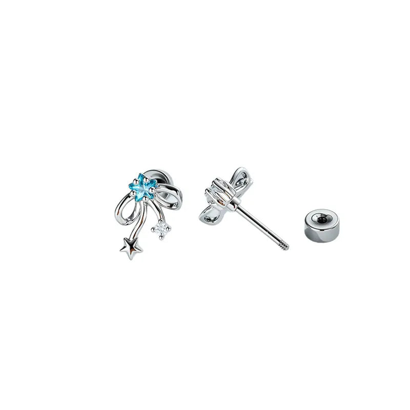Sweet Style Unisex Copper Bow Tie Ear Cartilage Ring with Zircon Inlay, 1 Piece