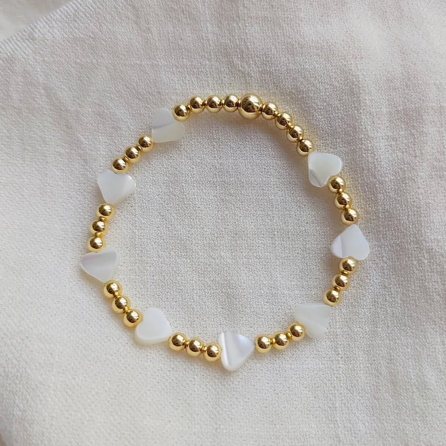 ins style heart shape shell copper plating 18k gold plated bracelets
