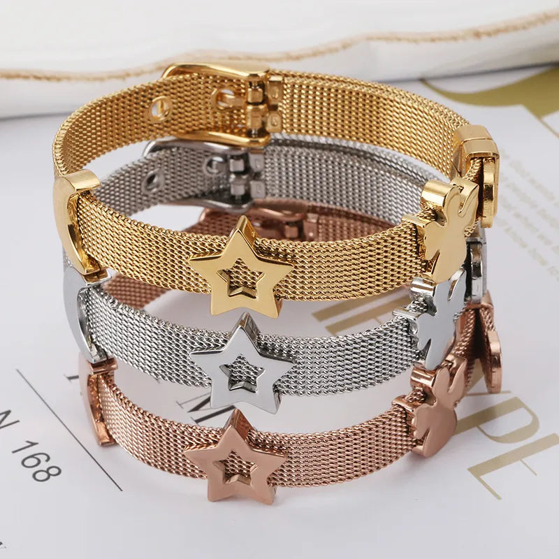 Fashion Star Titanium Steel 18K Gold Plated Bracelets In Bulk