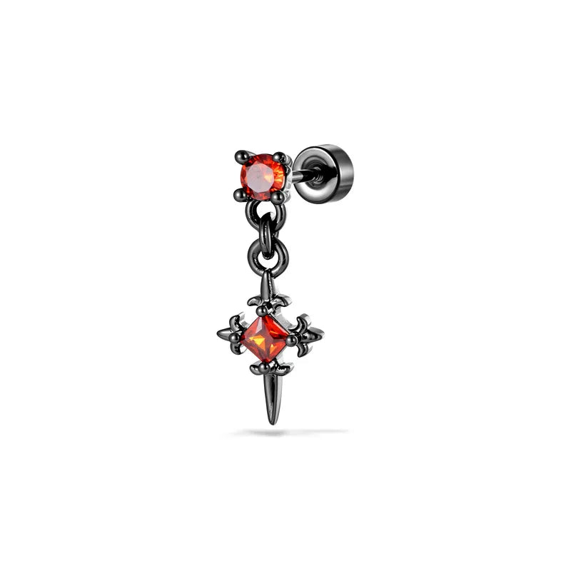 Unisex Ear Cartilage Rings & Studs Featuring Copper Cross Design with Zircon Inlay, Ideal for Festival Use