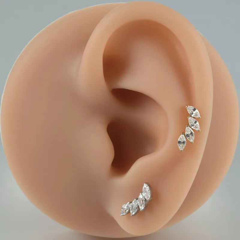 1 Piece Ear Cartilage Rings & Studs Japanese Style Classic Style Artistic Irregular Rhombus Pure Titanium Titanium Alloy Plating Zircon 14K Gold Plated White Gold Plated