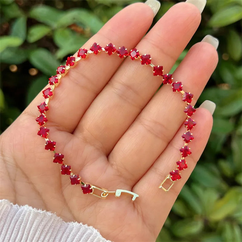 Wholesale Jewelry Classic Style Rhombus Copper Zircon 18K Gold Plated Bracelets