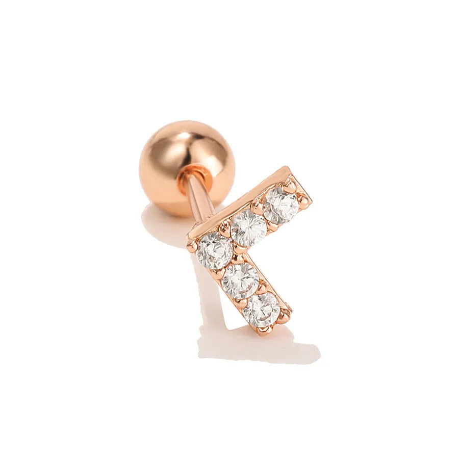 simple style triangle geometric brass zircon cartilage earrings