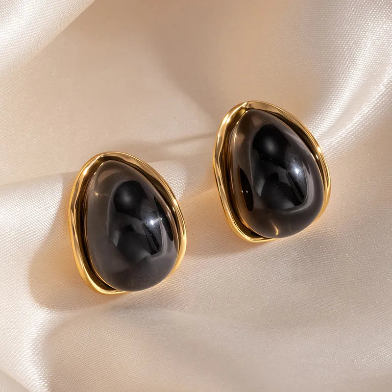 Natural Pink Water Droplets Stud Earrings for Women, Featuring Titanium Steel Posts with an Exaggerated Design