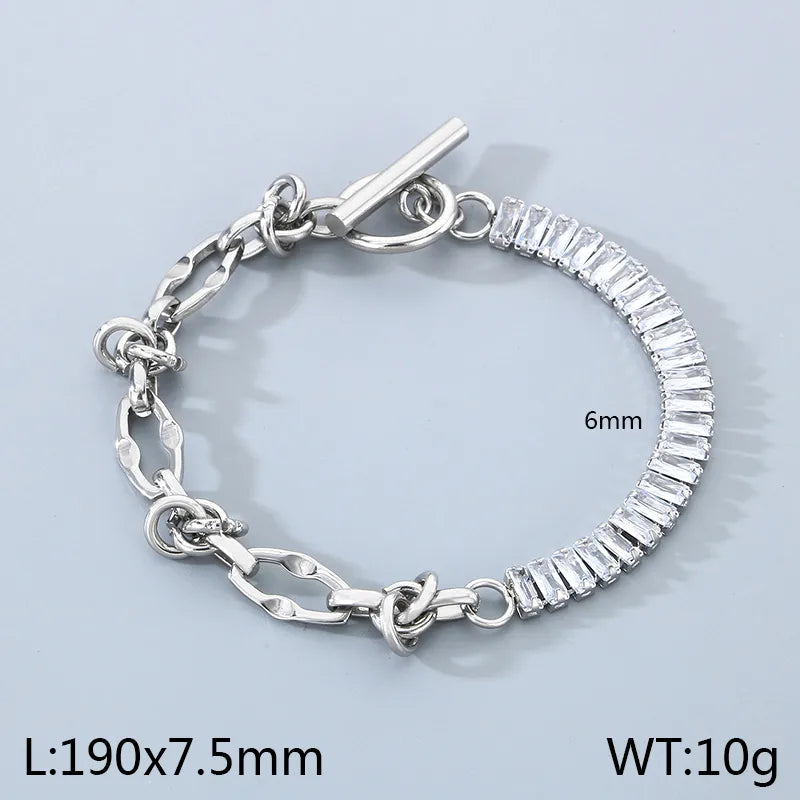 Simple Style Solid Color 304 Stainless Steel 18K Gold Plated Bracelets In Bulk