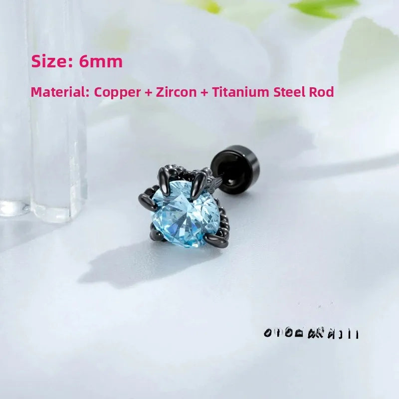 Unisex Dragon Ear Cartilage Rings & Studs with Claw Setting in 316L Stainless Steel, Multicolor