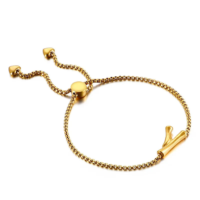 Letter Titanium Steel 18K Gold Plated Bracelets In Bulk