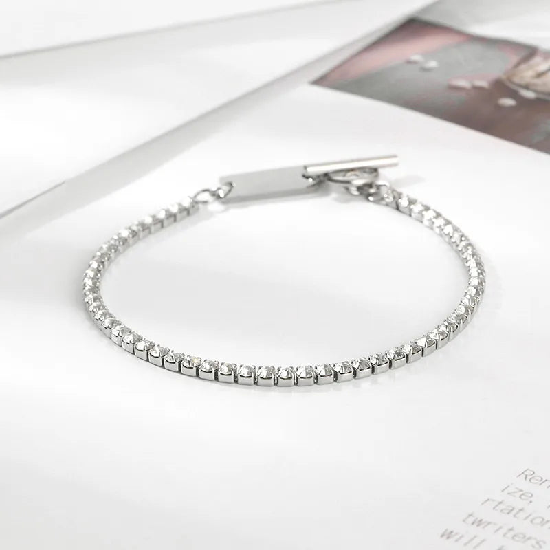 Elegant Simple Style Solid Color Stainless Steel 18K Gold Plated Bracelets In Bulk