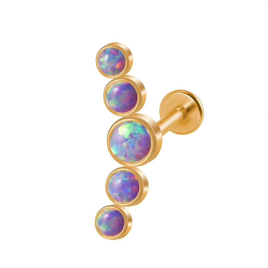 Casual Vacation Round Arc 304 Stainless Steel Inlay Zircon lip stud Ear Studs 1 Piece