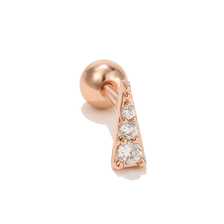 simple style triangle geometric brass zircon cartilage earrings