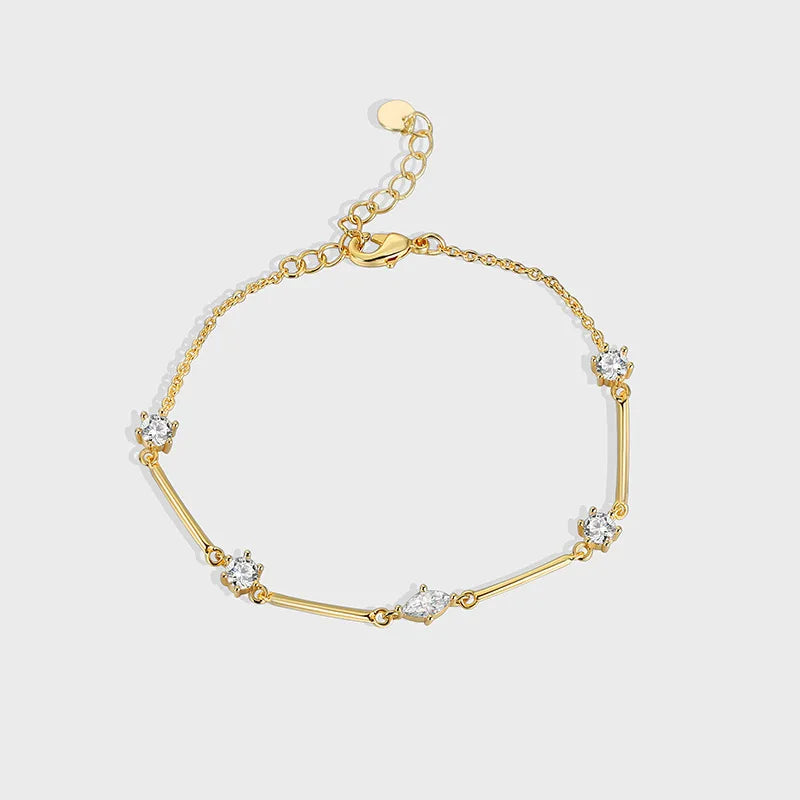 simple style geometric copper plating inlay zircon 18k gold plated bracelets