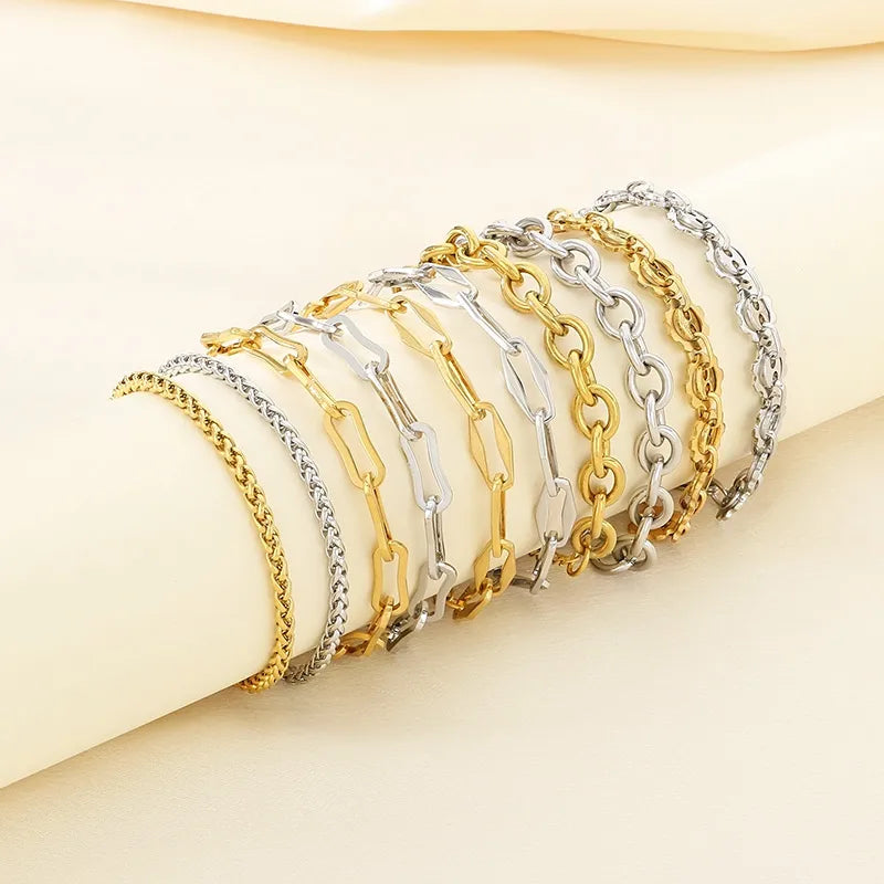Simple Style Geometric 304 Stainless Steel 18K Gold Plated  Bracelets In Bulk