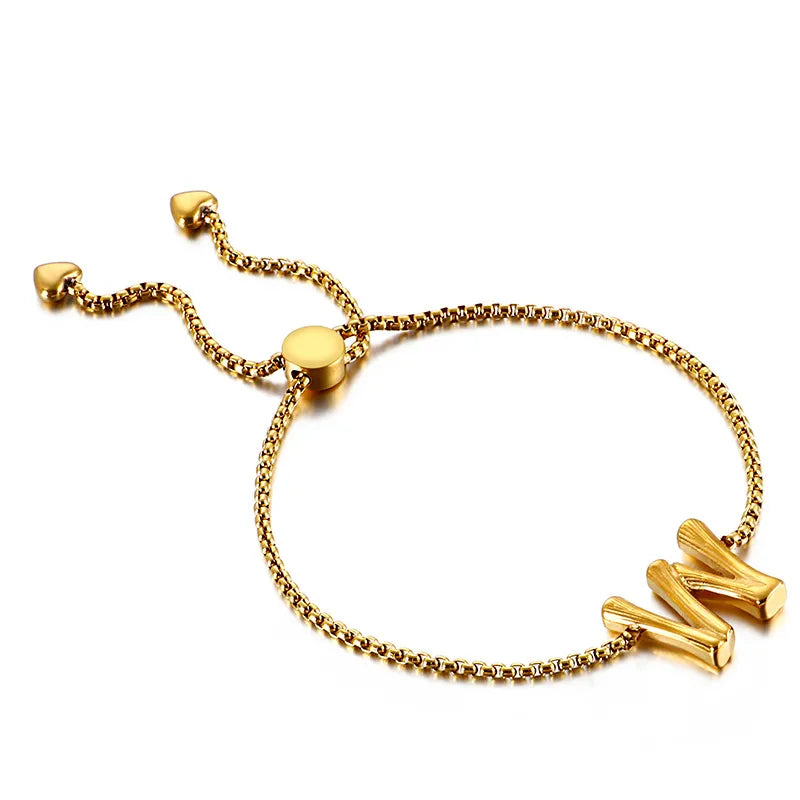 Letter Titanium Steel 18K Gold Plated Bracelets In Bulk