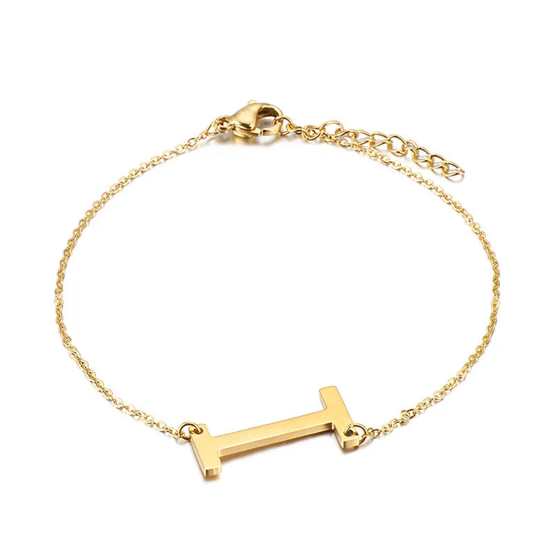 Fashion Letter Titanium Steel 18K Gold Plated Bracelets In Bulk