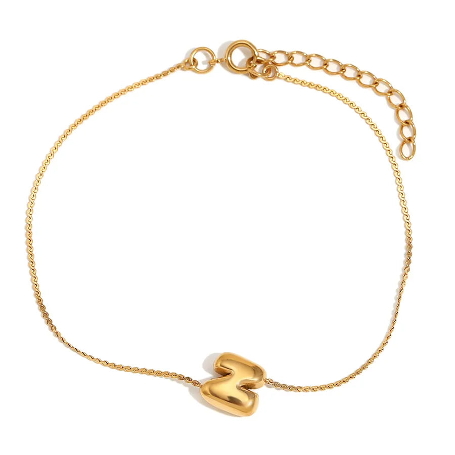 Simple Style Letter 304 Stainless Steel 18K Gold Plated  Bracelets In Bulk