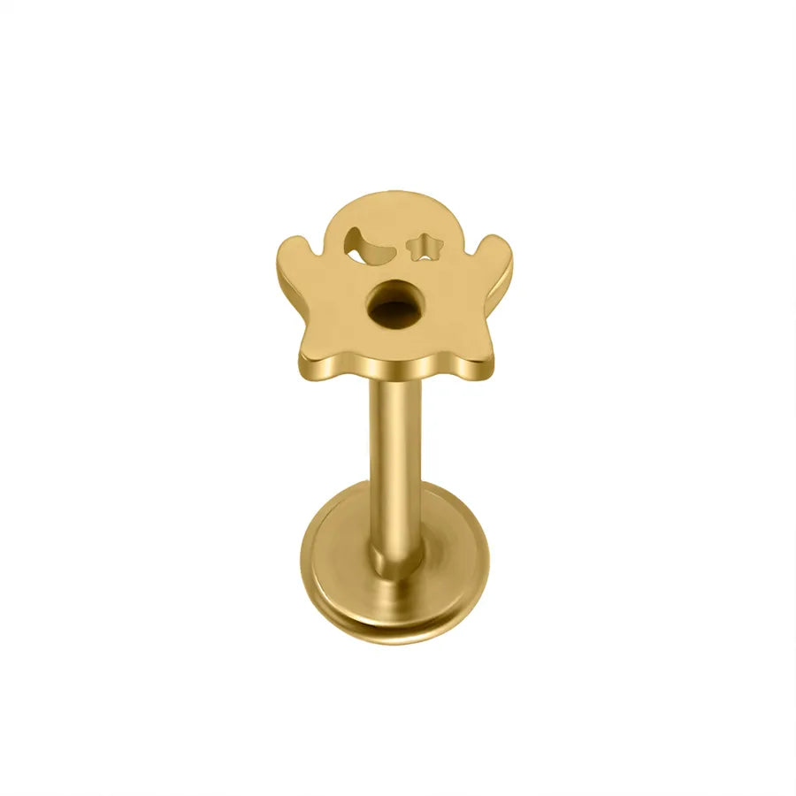 1 Piece Lip Rings Hip-Hop Hawaiian Rock Cat Skull 304 Stainless Steel Polishing Plating 18K Gold Plated Lip Rings Ear Cartilage Rings & Studs Nose Rings & Studs