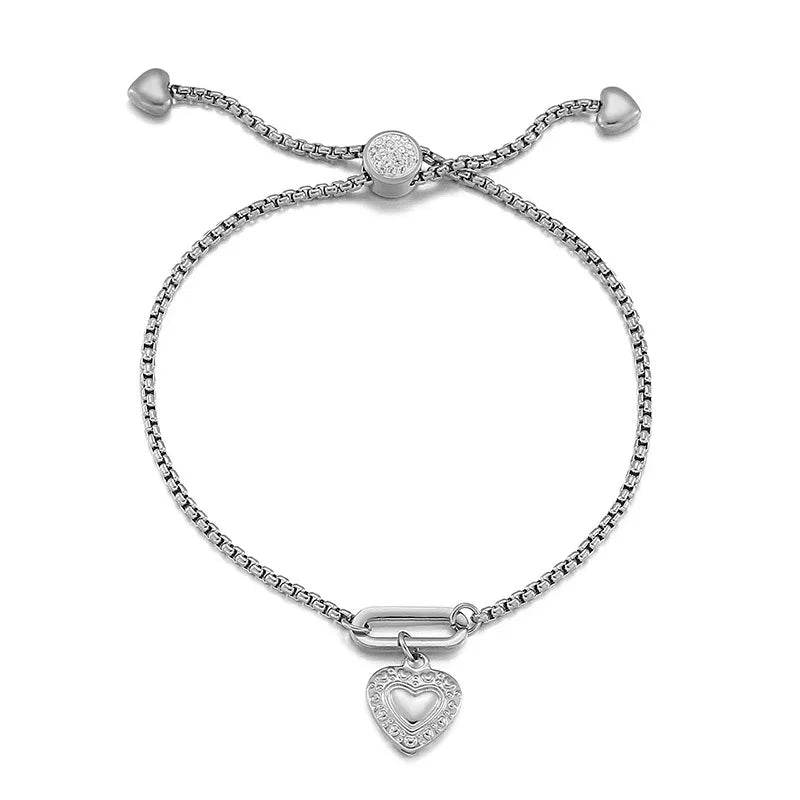 Fashion Heart Titanium Steel 18K Gold Plated Bracelets In Bulk