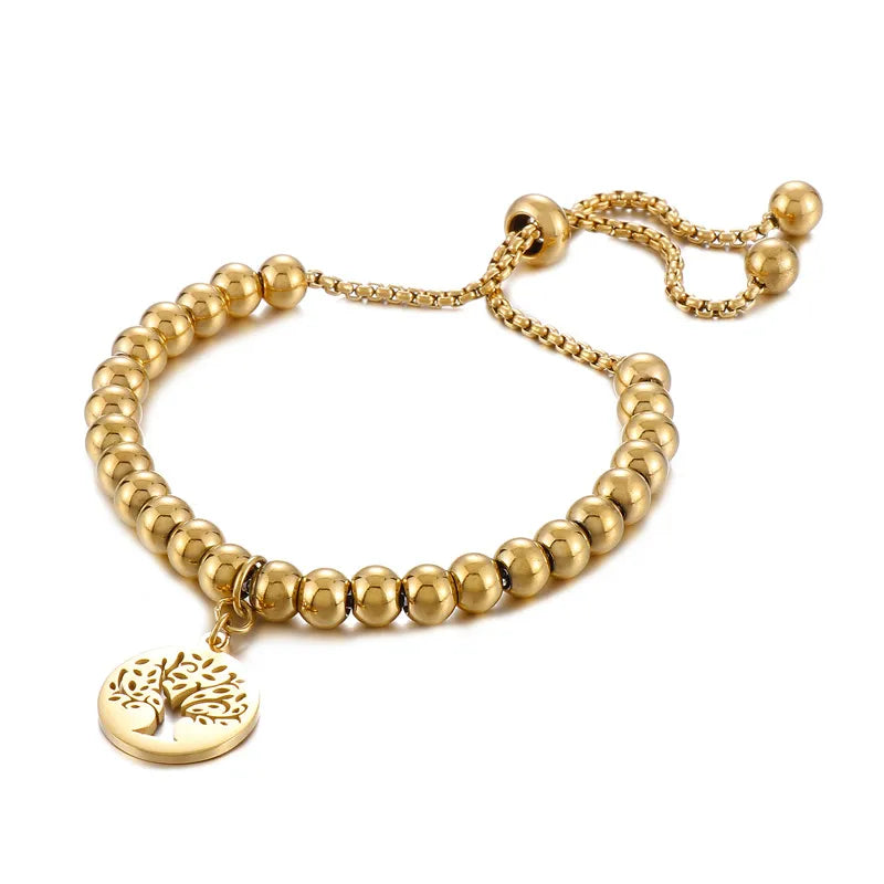 elegant sunflower tree titanium steel gold plated bracelets