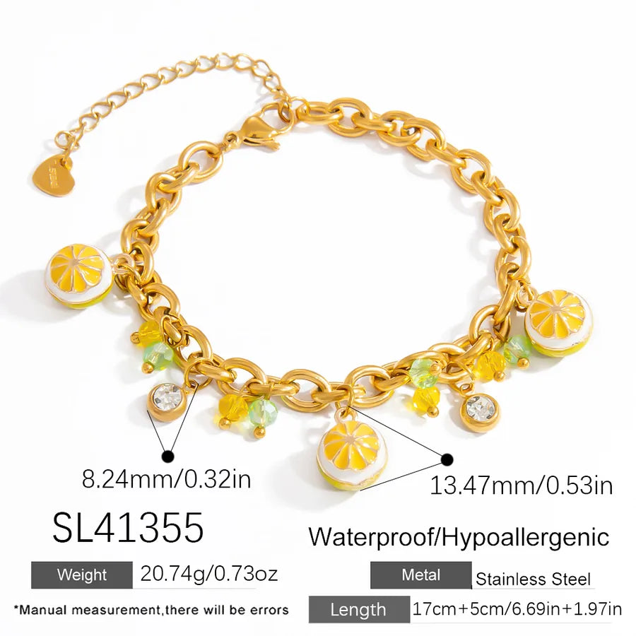 Sweet Cherry 304 Stainless Steel 18K Gold Plated  Bracelets In Bulk
