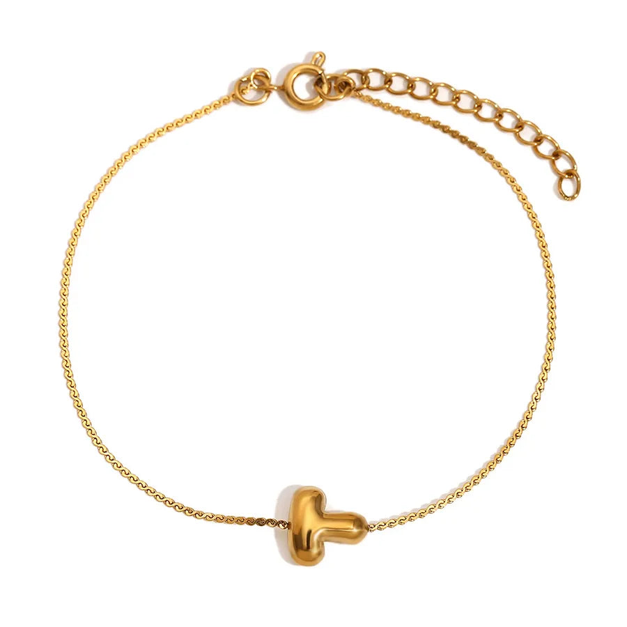 Simple Style Letter 304 Stainless Steel 18K Gold Plated  Bracelets In Bulk