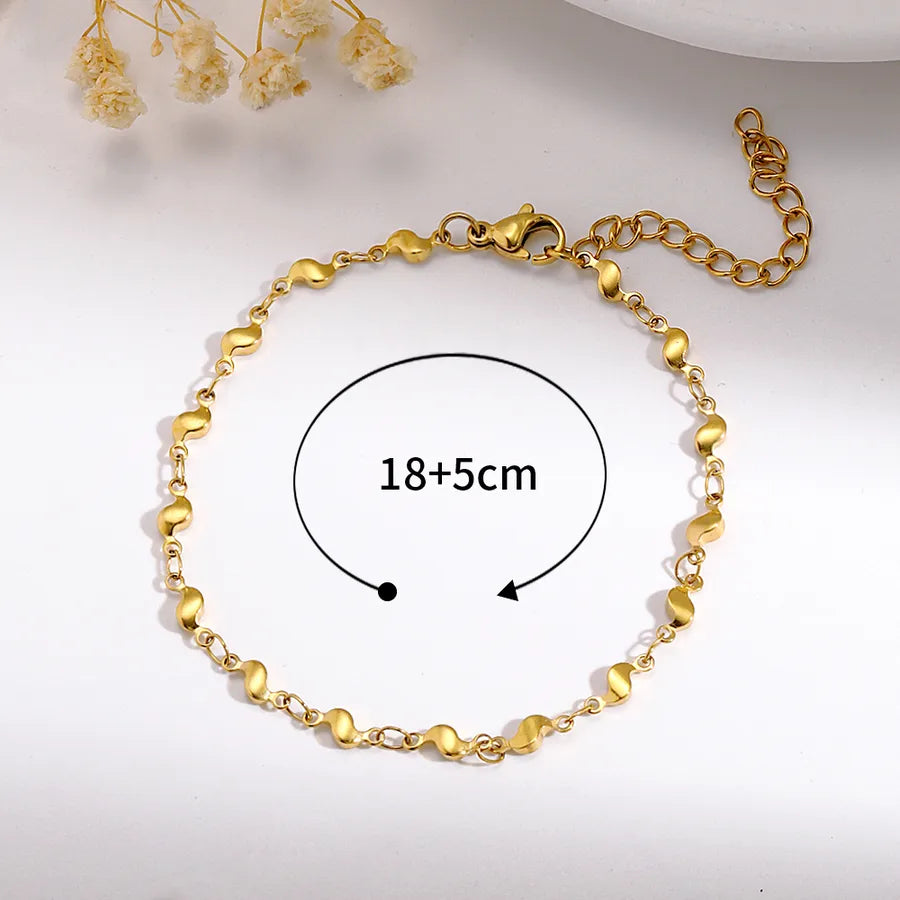 Sweet Heart Shape 201 Stainless Steel 18K Gold Plated Bracelets In Bulk