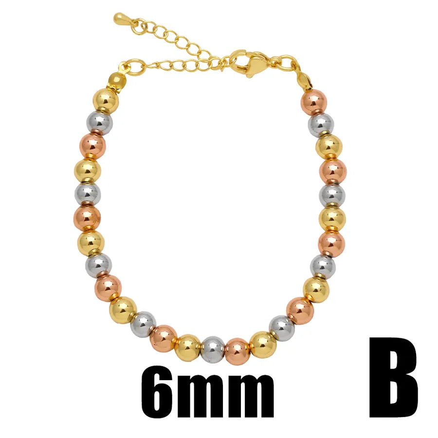 simple style streetwear round copper plating 18k gold plated bracelets
