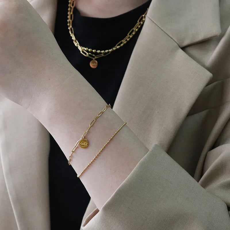 Wholesale Jewelry Simple Style 304 Stainless Steel 18K Gold Plated Bracelets