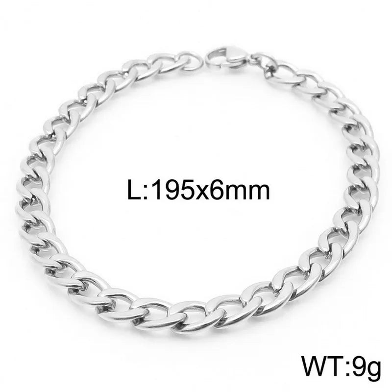 Trendy Personalized Hip Hop Stainless Steel NK Chain Bracelet  Style Geometry Pattern Vacuum Plated 18K Gold