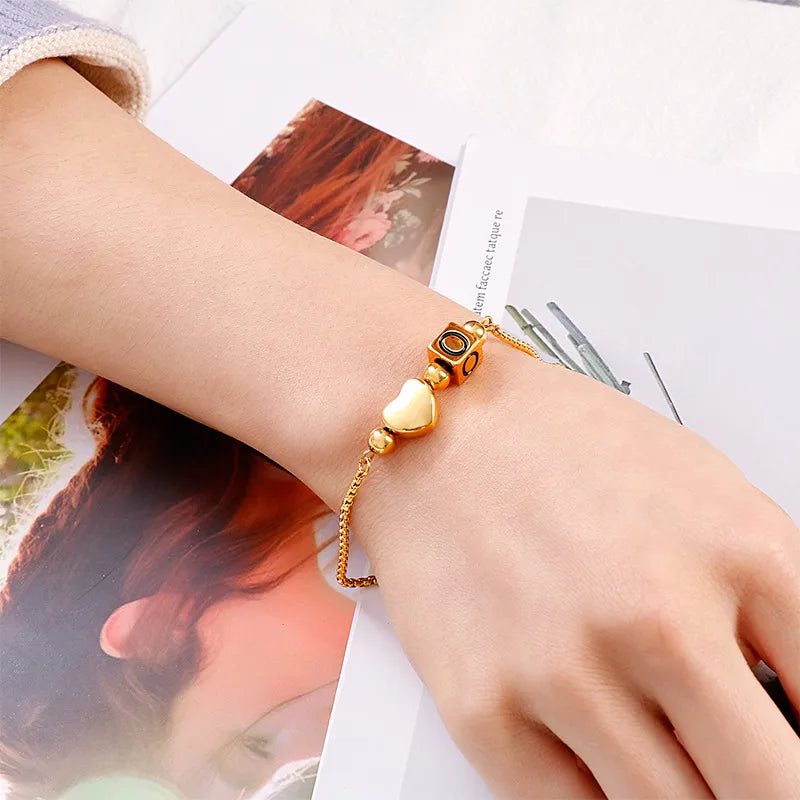 Korean Style Letter Titanium Steel 18K Gold Plated Bracelets In Bulk