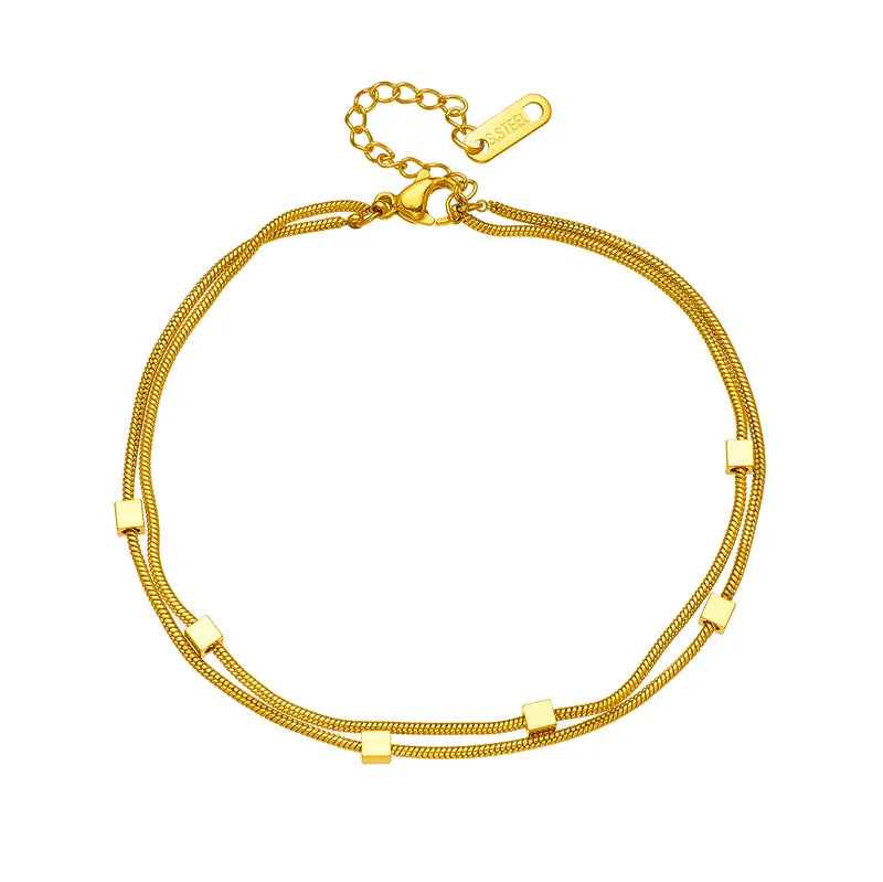 Cute Square Titanium Steel 18K Gold Plated Bracelets In Bulk
