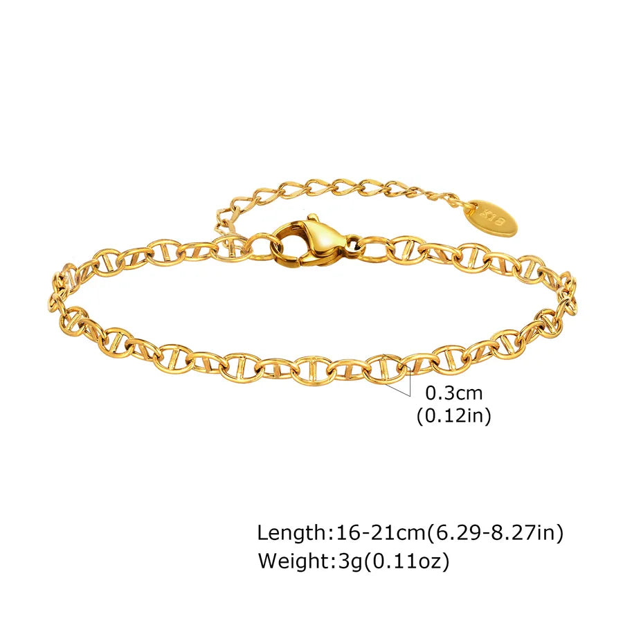 IG Style Geometric 201 Stainless Steel 18K Gold Plated Bracelets In Bulk