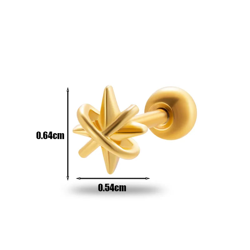 1 Piece Ear Cartilage Rings & Studs Simple Style Geometric 316L Stainless Steel  Copper Plating Inlay Zircon