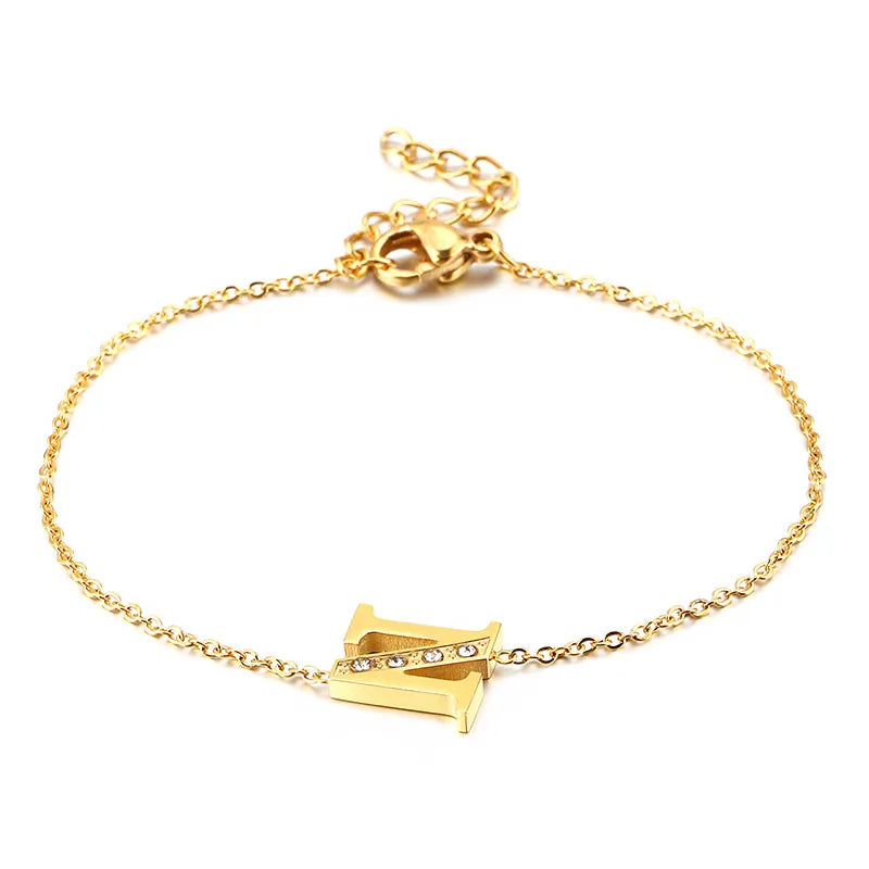 Letter 304 Stainless Steel 18K Gold Plated Bracelets In Bulk