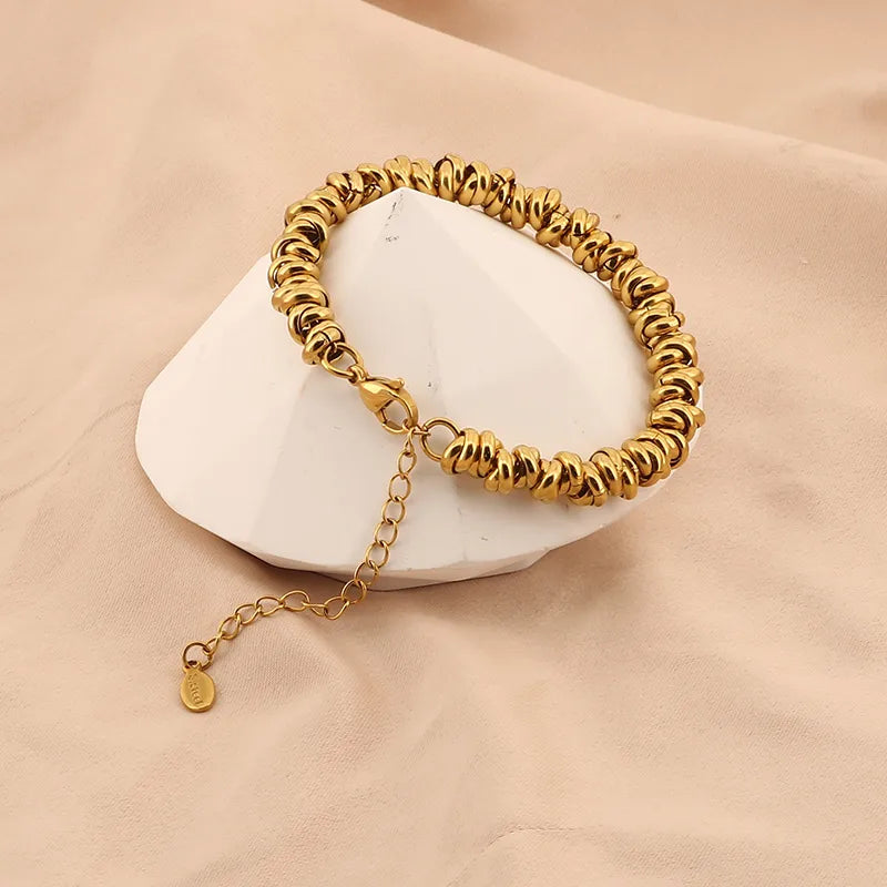Basic Solid Color Titanium Steel 18K Gold Plated Bracelets In Bulk