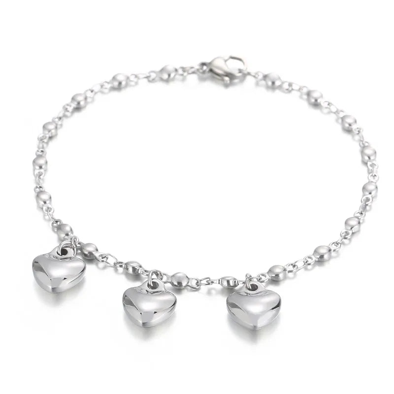 Fashion Heart Shape Titanium Steel 18K Gold Plated Bracelets In Bulk