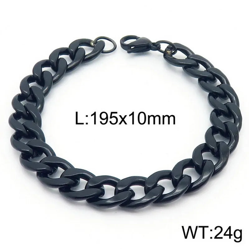 Trendy Personalized Hip Hop Stainless Steel NK Chain Bracelet  Style Geometry Pattern Vacuum Plated 18K Gold