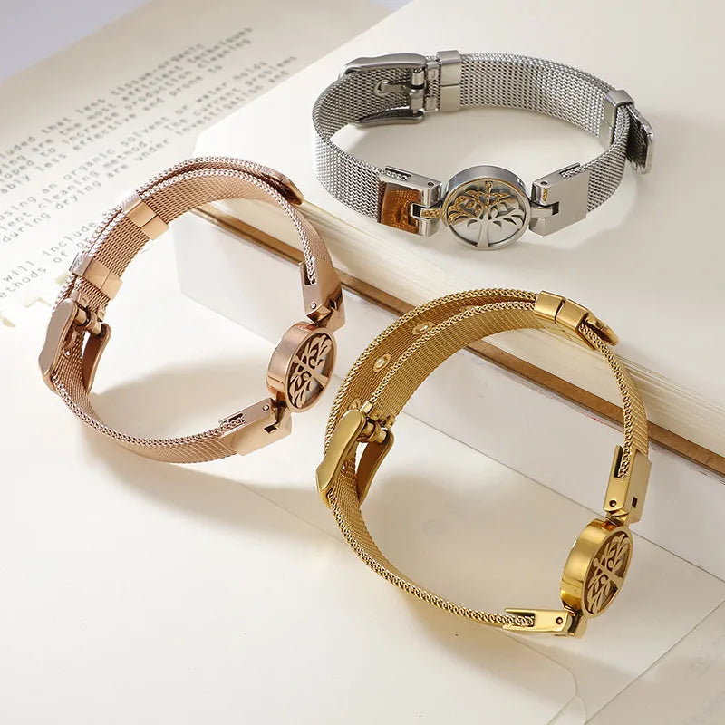 Leaf Titanium Steel 18K Gold Plated Bracelets In Bulk