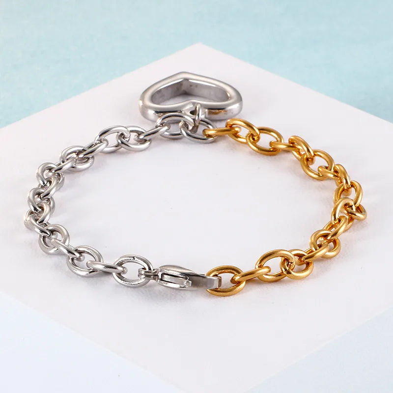 Heart Titanium Steel 18K Gold Plated Bracelets In Bulk