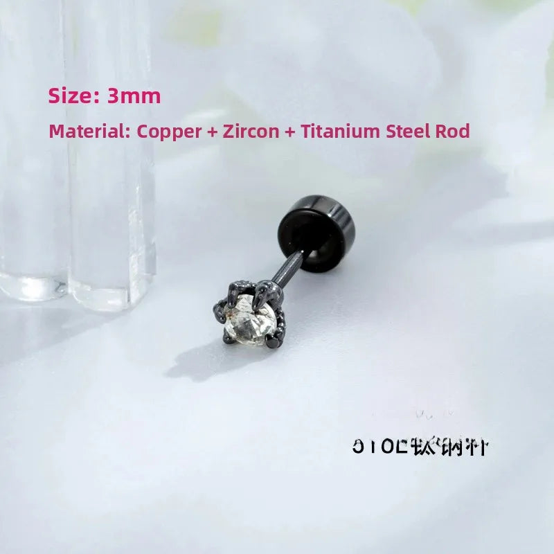 Unisex Dragon Ear Cartilage Rings & Studs with Claw Setting in 316L Stainless Steel, Multicolor