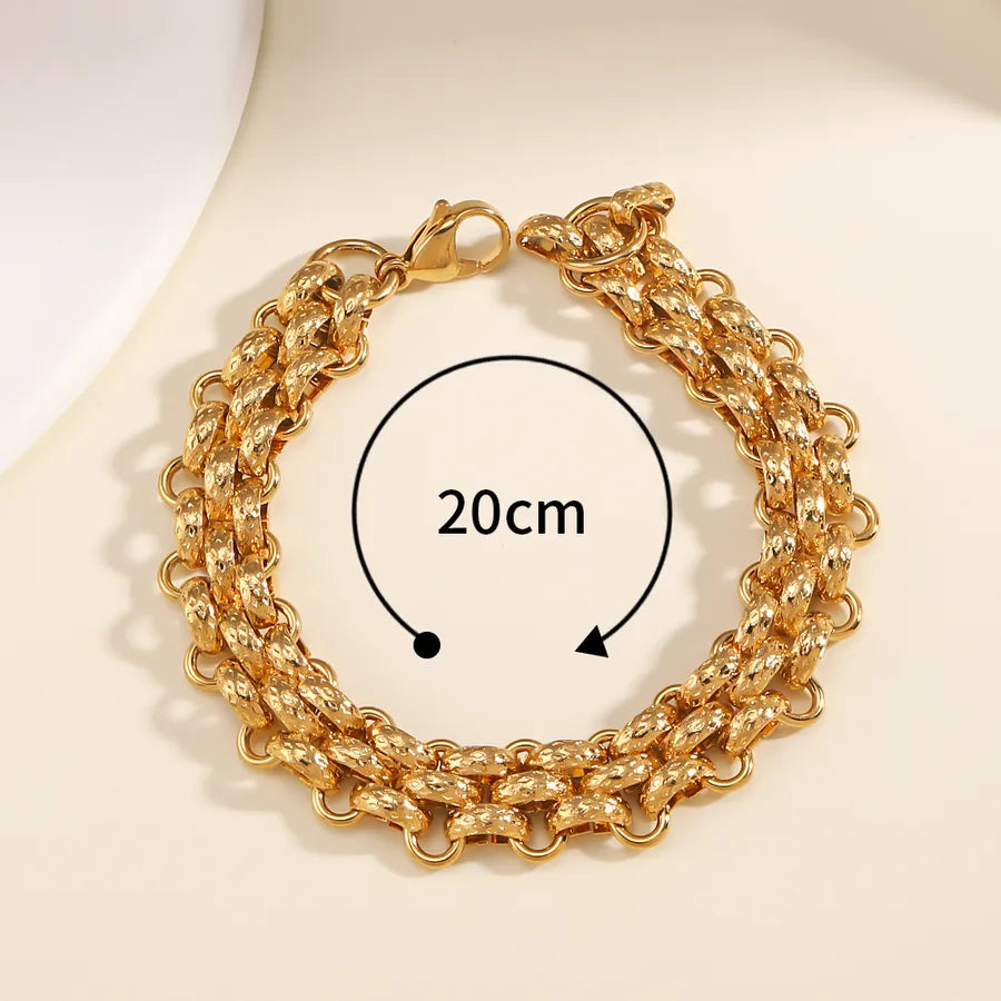 Simple Style Geometric 201 Stainless Steel 18K Gold Plated Bracelets In Bulk