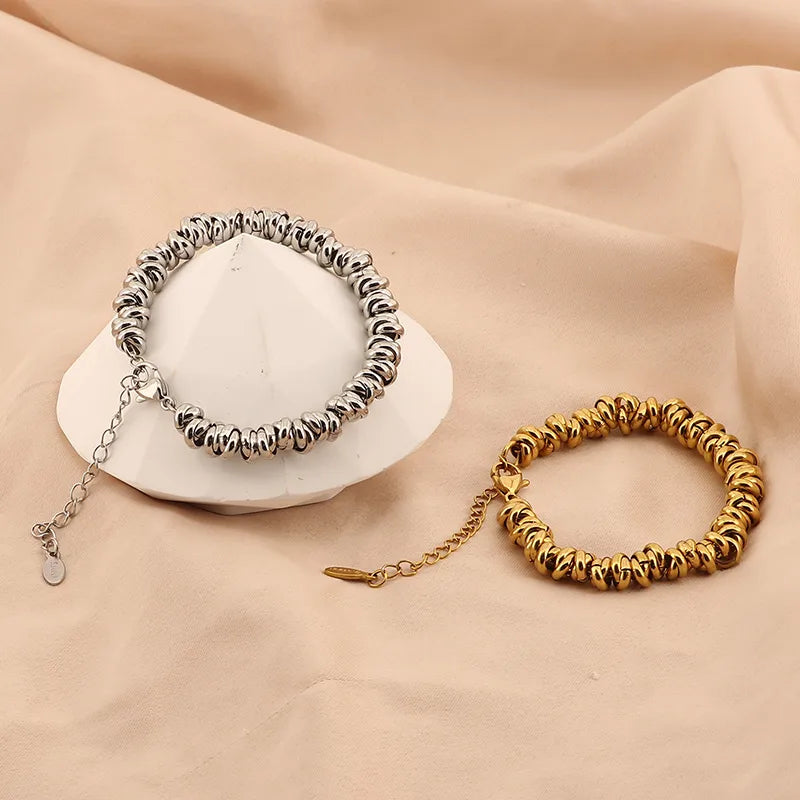 Basic Solid Color Titanium Steel 18K Gold Plated Bracelets In Bulk