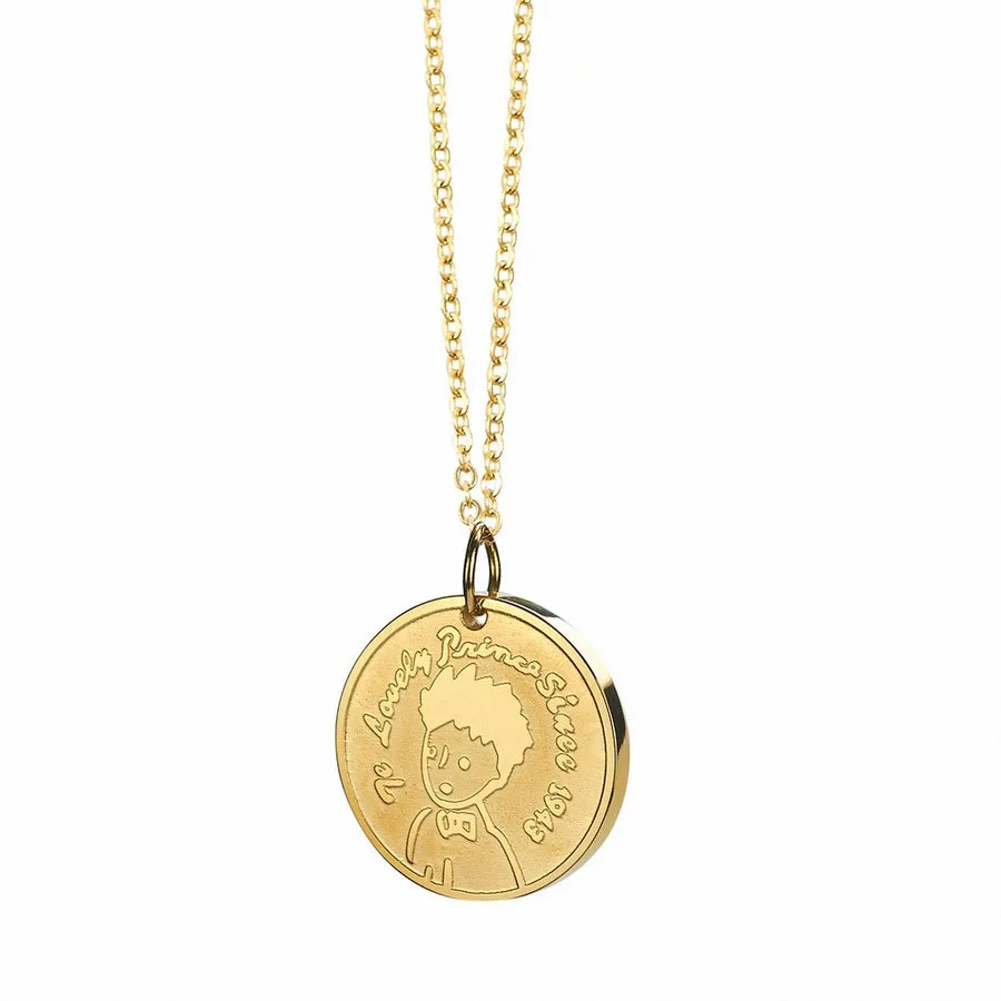 304 Stainless Steel 18K Gold Plated Hip-Hop Plating Cartoon Character Pendant Necklace